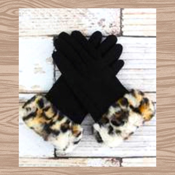 Faux Fur Trimmed Smart Gloves black - Picture 2 of 2